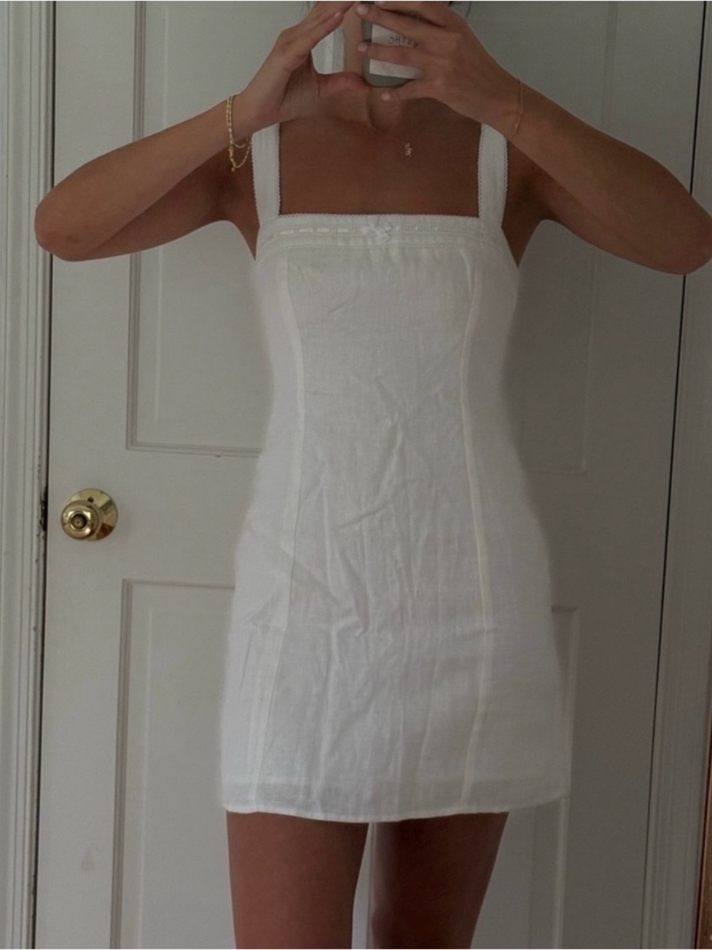 Reformation Elana White Linen Mini Dress - 6